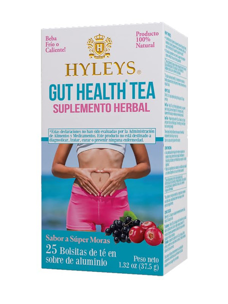 Hyleys Gut Health Super Berries Tea - Natural Digestive Support with Premium Green Tea Blend - 25 Tea Bags