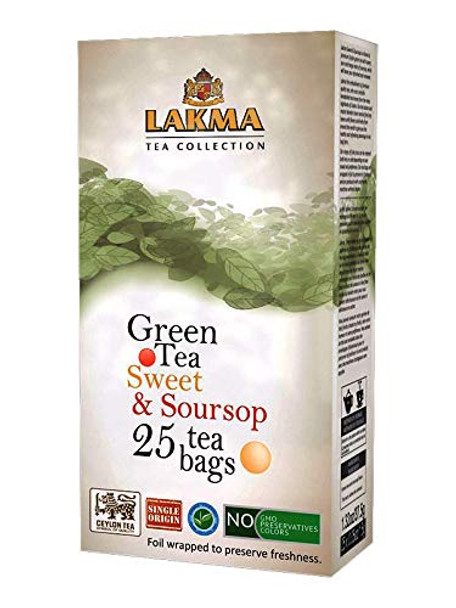 Hyleys Lakma Green Tea with Sweet & Soursop - 25 Tea Bags (1 Pack)