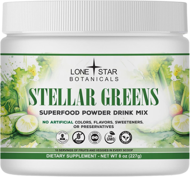 Lone Star Botanicals Lonestar Botanicals Superfood Greens Refreshing Stellar Greens Drink Organic Superfoods Blend Revitalizing Elixir (No Artificial Colors Flavors Sweeteners Or Preservatives)