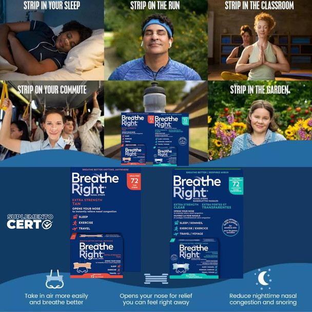 Breathe Right Nasal Strips, Extra Clear For Sensitive Skin, 72 Clear Strips