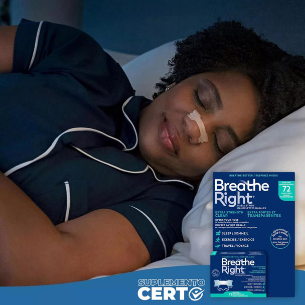 Breathe Right Nasal Strips, Extra Clear For Sensitive Skin, 72 Clear Strips