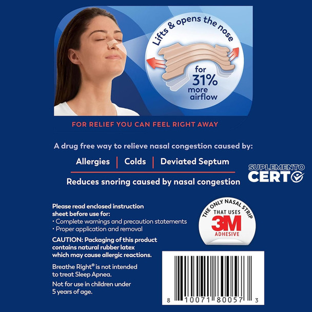 Breathe Right Nasal Strips, Extra Clear For Sensitive Skin, 72 Clear Strips