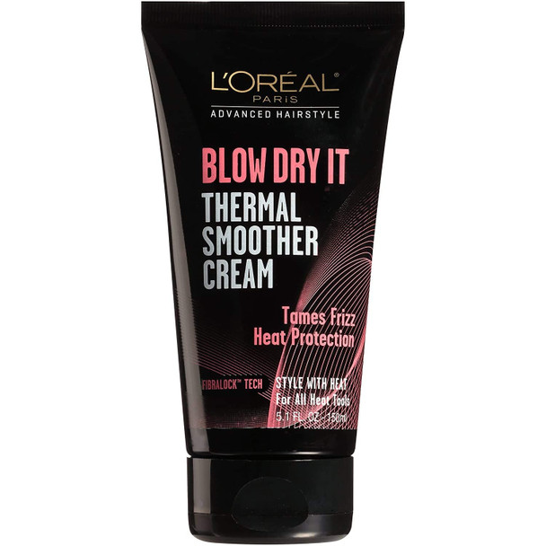 L'Oreal Paris Advanced Hairstyle BLOW DRY IT Thermal Smoother Cream, 5.1 fl. oz.