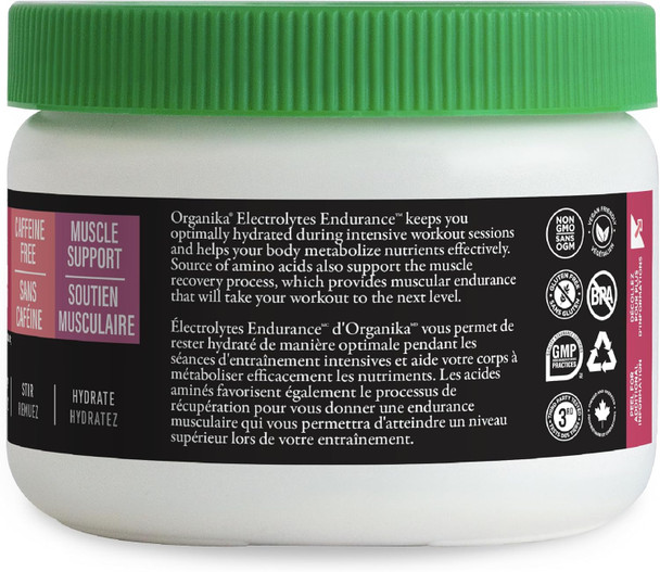 Organika Electrolyte Endurance - Sugar Pre-Workout Supplement With Beta-Alanine And L-Carnitine - Cherry Frost Flavour - 180G, 30 Servings