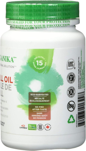 Organika Krill Oil- Sustainable Source From Antarctica, High Absorption Of Dha And Epa Omega 3, Brain And Heart Support- 90Sftgl