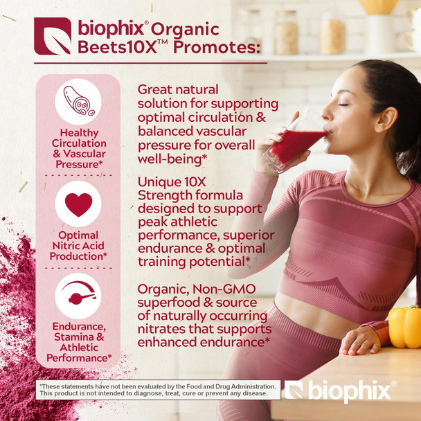 Biophix Organic Beets 10X Beet Root Powder 2.2 Lb 50000 Mg Equivalent - Superfood - Powerful Antioxidant - Rich In Nitric Oxide - Supports Heart Health - Natural Flavor - No Sugar Added