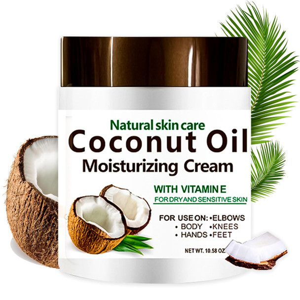 Coconut Oil Cream. Spa Size 10.5 Oz Moisturizing Cream. Coconut Oil For Face, Hands, Hair. Intense Hydration For Dry Skin
