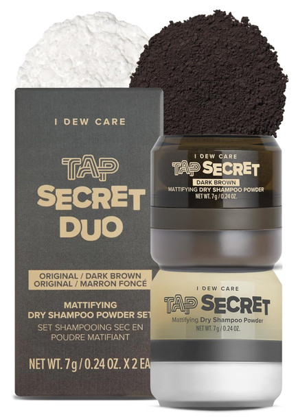 I Dew Care Dry Shampoo Powder - Tap Secret Original & Dark Brown Duo, 0.24 Oz. X 2Ea + Korean Glass Skin Sheet Mask 14 Variety Pack, 14 Count Bundle