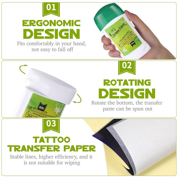 15Pcs Tattoo Transfer Paper And Gel Kit For Transfer Stickers Paper Machine Stencils, Temporary Tattoo Supplies Accessories, Clean Dry Protection Antiperspirant Deodorant