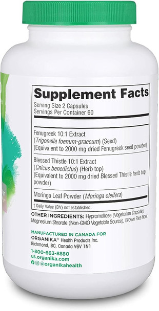 Organika Ma'S Milk- Supports Breast Milk Production- Contains Blessed Thistle, Fenugreek, And Moringa- 120 Vcaps