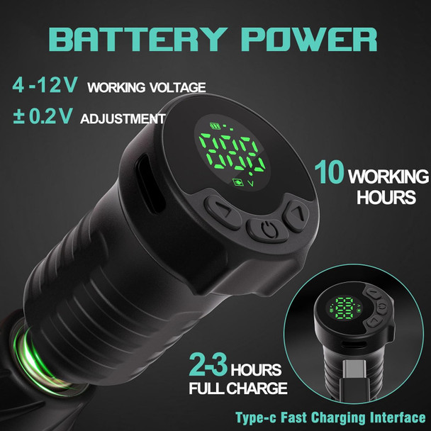 Tattoo Kit,Wireless Tattoo Gun Kit With Brushless Motor, Tattoo Machine Kit With Cartridge Needles And 1800 Mah Power Supply,Short Tattoo Pen For Artist And Starter (Matte Black)