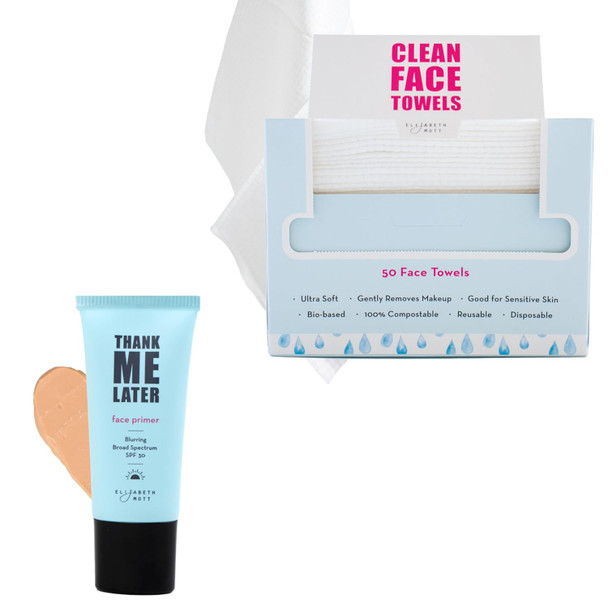 Elizabeth Mott - Thank Me Later Face Primer (30G) And Thank Me Later Clean Face Towels - Cruelty - (2-Pack Bundle)