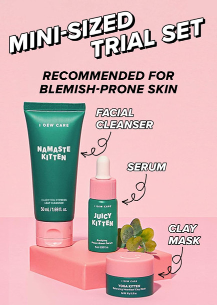 I Dew Care Skincare Set - Kitten My Balance On + Soft Silicone Face Mask Brush + Face Wash Headband - Black Cat Bundle