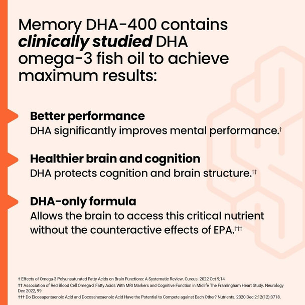 Neuroq Memory Dha-400 - Omega-3 Fish Oil Supplement - Mental Performance & Balance - Supports Neuro Brain Health - Protects Against Memory Loss & Improves Focus - 120 Softgels