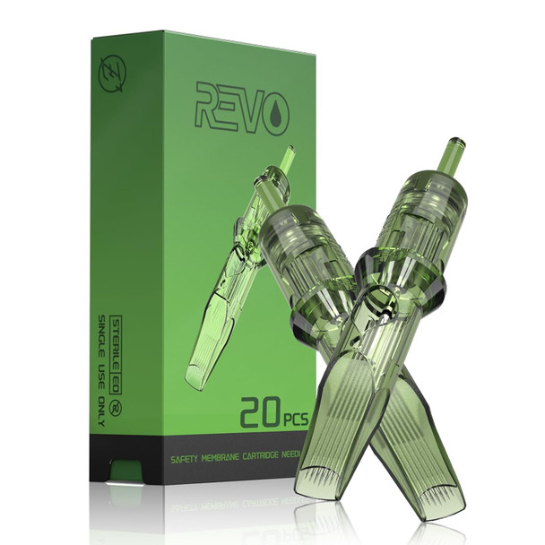 Inkin Revo Tattoo Cartridges Magnum Curved 15Rm, Tattoo Cartridge #12 Standard 0.35Mm Round Mag Disposable Tattoo Needles With Stay-Sharp Needles Long Taper 20Pcs With Professional Membrane (R1215M1C)