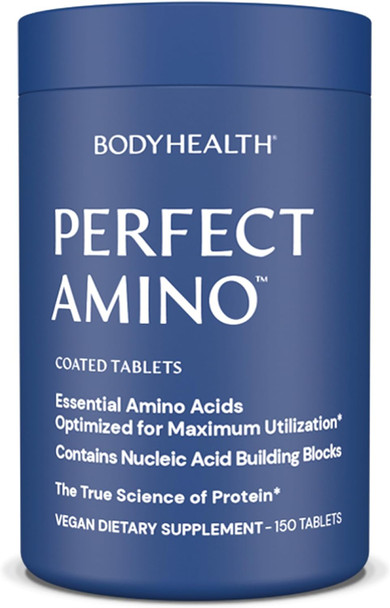 Bodyhealth Perfectamino (150 Ct) Easy To Swallow Tablets, Essential Amino Acids Supplement With Bcaas, Vegan Protein For Pre/Post Workout & Muscle Recovery With Lysine, Tryptophan, Leucine, Methionine