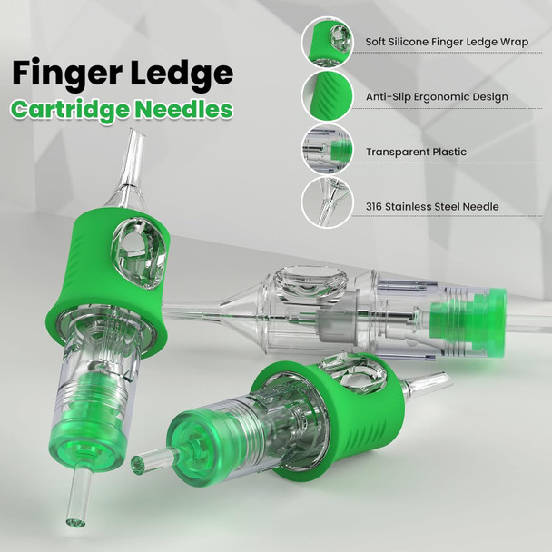 Wormhole Tattoo Needles Tattoo Cartridge Needles 20Pcs Mixed Sizes 1203Rl 1205Rl 1205Rm 1207Rm Disposable Tattoo Needle Cartridges With Finger Ledge Round Liner Shader Magnum For Tattoo Machine Pen