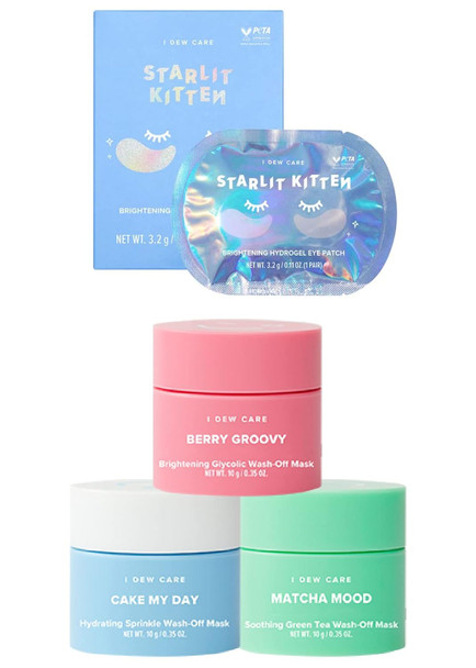 I Dew Care Hydrogel Eye Patch - Starlit Kitten, 5 Ea + Mini Scoops Bundle