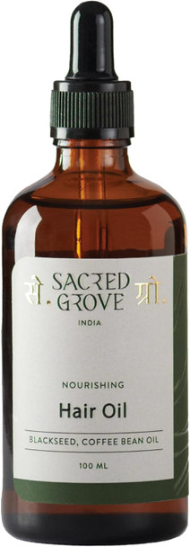 Sacred Grove Nourishing Hair Oil With Blackseed & Coffee Bean Oil | Non-Sticky Herbal Hair Oil For Dry Itchy Scalp | Suited For Men, Women & Children | 100 Ml