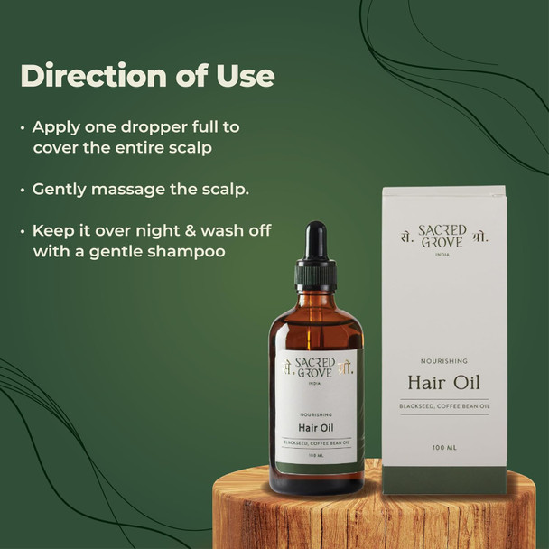 Sacred Grove Nourishing Hair Oil With Blackseed & Coffee Bean Oil | Non-Sticky Herbal Hair Oil For Dry Itchy Scalp | Suited For Men, Women & Children | 100 Ml