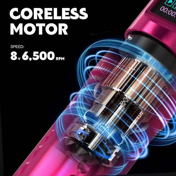 7 Adjustable Strokes Tattoo Gun Virgo Wireless Tattoo Machine With Coreless Motor 1,800 Mah Capacity Replacement Power Supply Digital Led Display Tattoo Pen For Tattoo Artists Chkp15-A