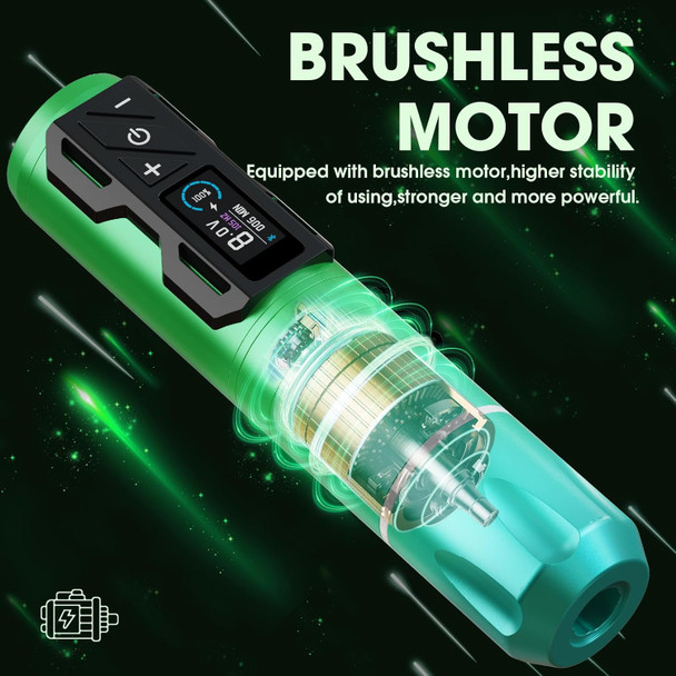 Inkin Tattoo Machine Kit, Cl4 Wireless Tattoo Pen 4.0Mm Stroke Length With 2Pcs 1800Mah Battery Power Supply Brushless Motor Cordless Tattoo Gun For Artists And Beginners