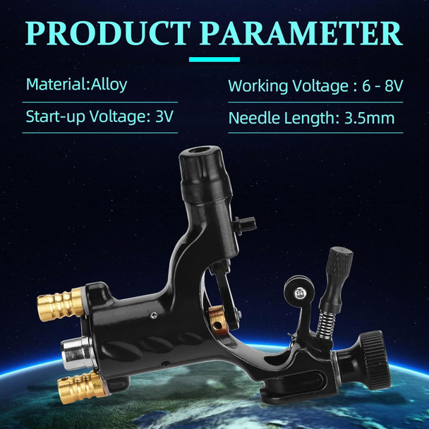Atomus Rotary Tattoo Machine Gun Kit Professional Liner Shader Tattoo Motor Machine With Grip Tube Wrench Elastic Bandage Beginners Tattoo Kit Tattoo Supplies (Black)
