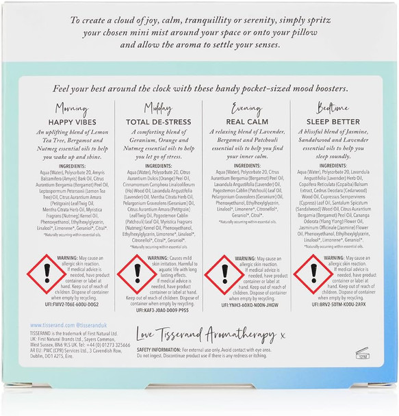 Tisserand Aromatherapy - Wellbeing - Little Wellbeing Wonders Collection - Moodfix Mist - 100% Pure Essential Oil - Miniature Mist Set - 4X9Ml