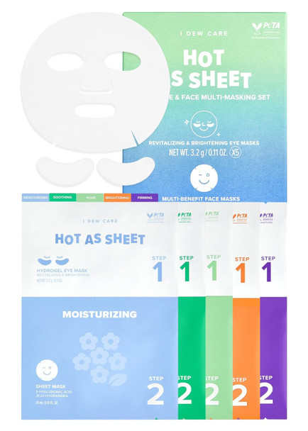 I Dew Care Sheet Mask Pack - Hot As Sheet 5-Day Eye&Face Multi-Masking Set + Mini Scoops Bundle