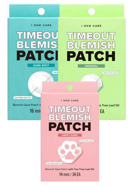 I Dew Care Hydrocolloid Acne Pimple Patch - Timeout Blemish Original + Timeout Blemish Happy Paws + Timeout Blemish Dark Spot Bundle
