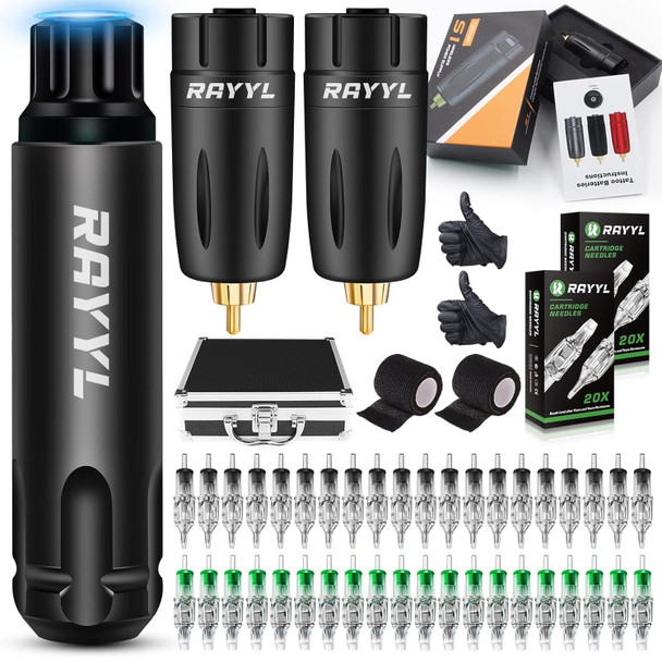 Rayyl Professiona Machine Kit - Prado Rotary Machine With 2Pack Wireless Power Supply Grip Tape With Kit Case