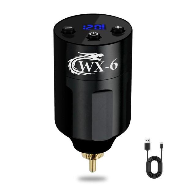 Wx-6 Tattoo Power Supply 4-12V Tattoo Battery 1,300Mah Rechargeable Usb Led Digital Screen, Lightweight For Tattoo Machine Tattoo Pen Wireless Tattoo Gun Pmu Machine (Rca,Black)