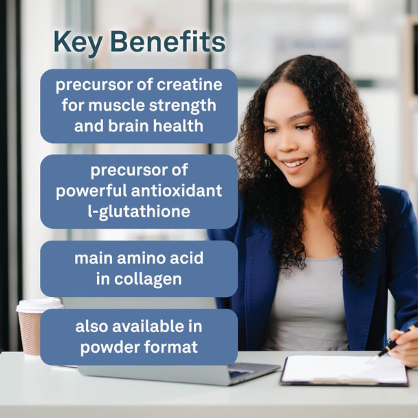 Organika Glycine - Proteinogenic Amino Acid - Aids Protein Synthesis, Collagen Formation, Joint And Muscle Health, Calming Effect - 120Caps