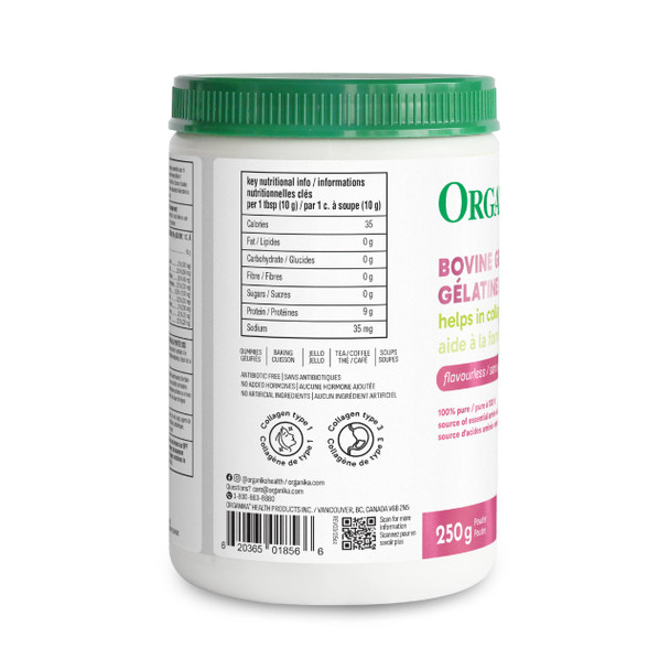 Organika Canadian-Made Bovine Gelatin (Unflavoured) - 250g