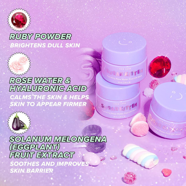 I Dew Care Peel-Off Mask - Sugar Kitten, 2.70 Fl Oz + Soft Silicone Face Mask Brush Bundle