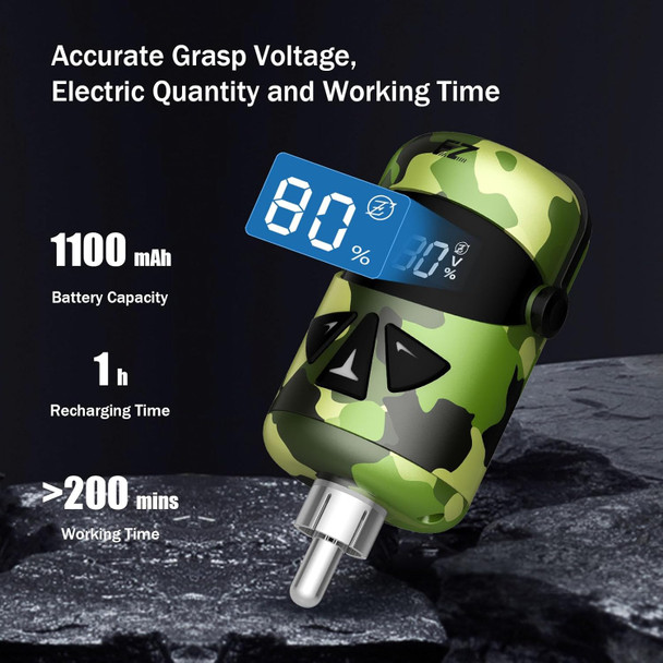 Ez Tattoo Power Supply - 1100Mah Wireless Tattoo Battery Rca Connector Pack With Led Digital Display (Portex G3 Camo)