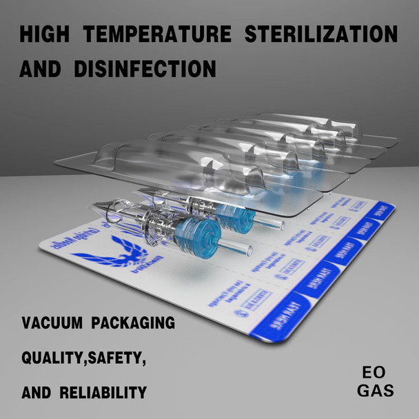 Blackbird Tattoo Cartridge Needles # 12(5Rl) 0.35 Mm Standard Size Disposable 20 Pcs 5 Round Liner Long Taper With Membrane Safety Cartridges For Professionals And Beginners Tattoo Artists