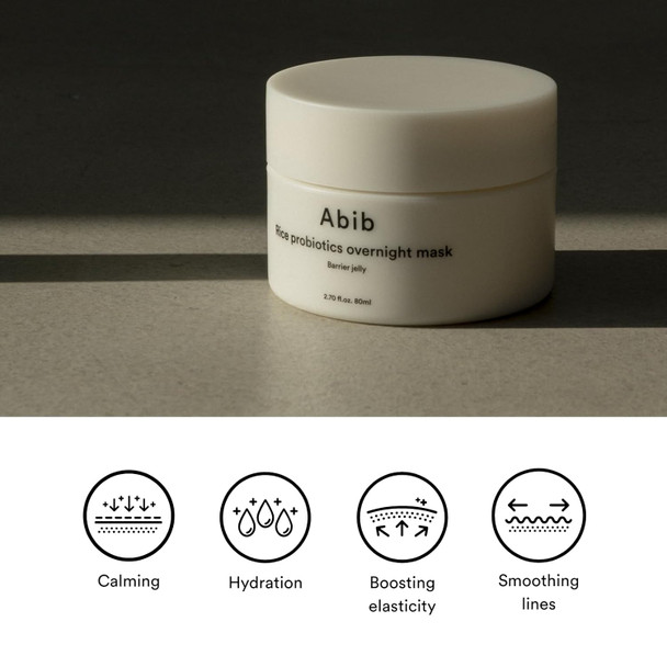 Abib Rice Probiotics Overnight Mask Barrier Jelly 2.71 Fl Oz + Collagen Gel Mask Jericho Rose Jelly 10 Sheets