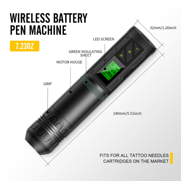 Wireless Tattoo Gun Kit, Tattoo Pen Machine With 2000 Mah Battery And 20 Tattoo Cartridge Needles For Tattoo Artists And Beginners
