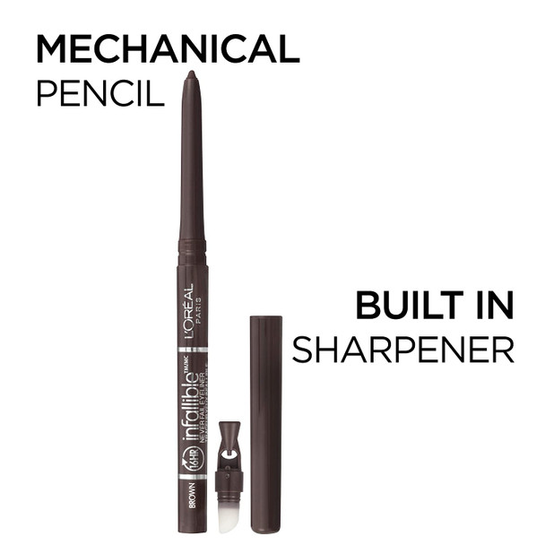 L'Oreal Paris Makeup Infallible Never Fail Original Mechanical Pencil Eyeliner with Built in Sharpener, Black, 1 Count