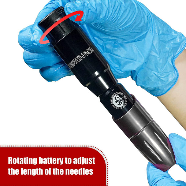 Wormhole Tattoo Pen Wireless Rotary Tattoo Kit Machine Tattoo Battery Power Supply And 40Pcs Tattoo Cartridge Needles Wireless Tattoo Pen Kit Tk126