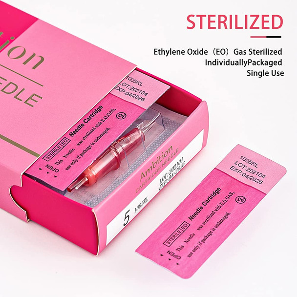 Ambition 20Pcs Disposable Smp Tattoo Cartridge Needles Bugpin 3Rl - 0.25Mm Permanent Makeup Eyebrows Eyeliner Lips & Smp Tattoo Cartridge Supplies For Rotary Tattoo Pen Machine (0803Rl)