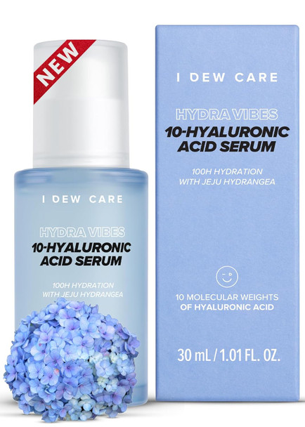 I Dew Care Hydra Vibes 10-Hyaluronic Acid Serum, 30Ml, 1.01 Fl. Oz. + Lip Mask - Plush Party, 0.42 Oz Bundle