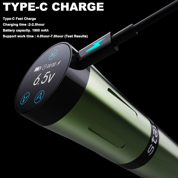 Bronc Staves Wireless Tattoo Machine Rotary Pen Style Supply Coreless Motor 1800Mah Battery Power (Red)