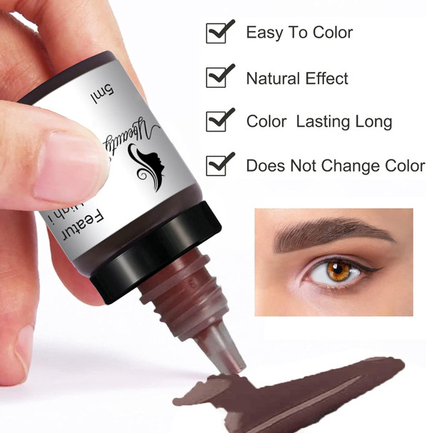 Tattoo Ink Permanent Eyebrow Make Up Pigement For Eyebrows Eyeliner Lips Microblading Supplies For Eyebrow Machine Pigment Set For Professional Beauty Supplies (6 Colors)
