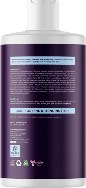 Biotin Hair Serum & Shampoo - Maple Holistics Hair Regrowth Bundle With Boost Hair Thickening Serum Featuring Rosemary Peppermint & Black Castor Oil Plus Sulfate Biotin Shampoo For Hair Growth