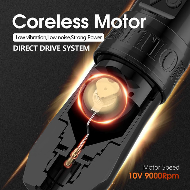 Ambition Troll Wireless Tattoo Machine - Rotary 1950Mah Battery Tattoo Cartridge Pen With Digital Lcd Display Custom Coreless Motor
