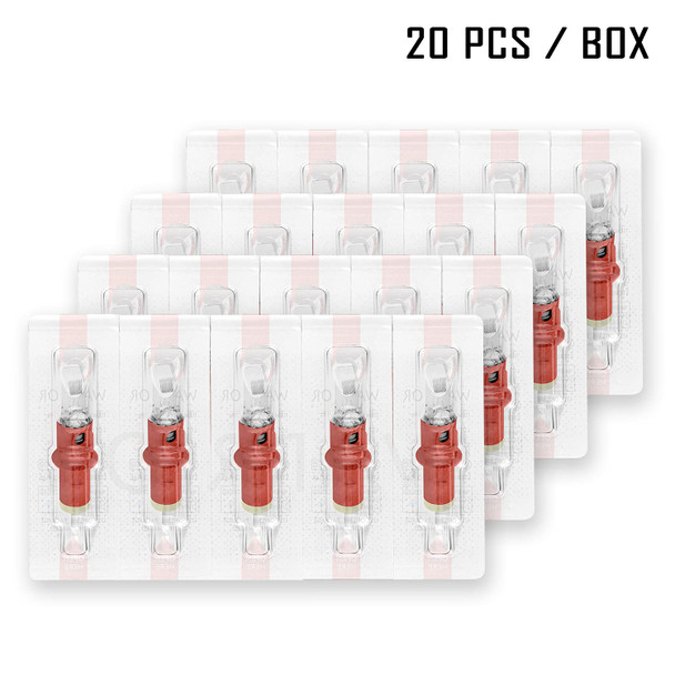 Warrior Red Cartridges Tattoo Needles With Membrane Made Of Japanese Surgical Steel Pmu Performant 20 Pcs Big Flat Magnum(0.35Mm-1205M1)