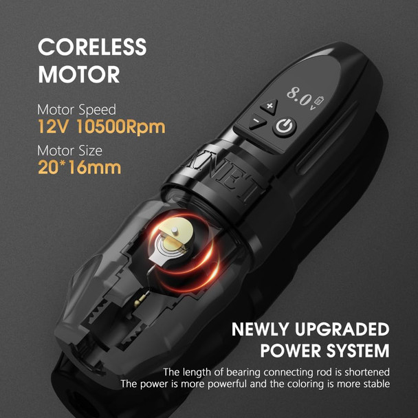 Tattoo Kit - Xnet Titan Wireless Tattoo Machine Kit Complete With Extra 38Mm Grip And Extra 2400Mah Power 80Pcs X-Ray Mixed Tattoo Cartridge Needles Bandage With Case For Professional Tattoo Artists