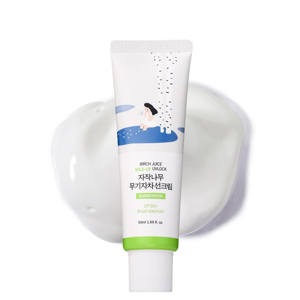 Round Lab Birch Juice Mild-Up Sunscreen Uv Lock 1.69 Fl Oz Spf 50+ Broad Spectrum, Mineral Zinc Oxide Sunscreen For Sensitive Skin, Control Oil And Sebum, Ocean Friendly-Reef Safe, Korean Sunscreen